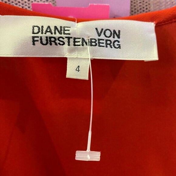 Diane Von Furstenberg Red Silk Faux Wrap Dress - Picture 4 of 4